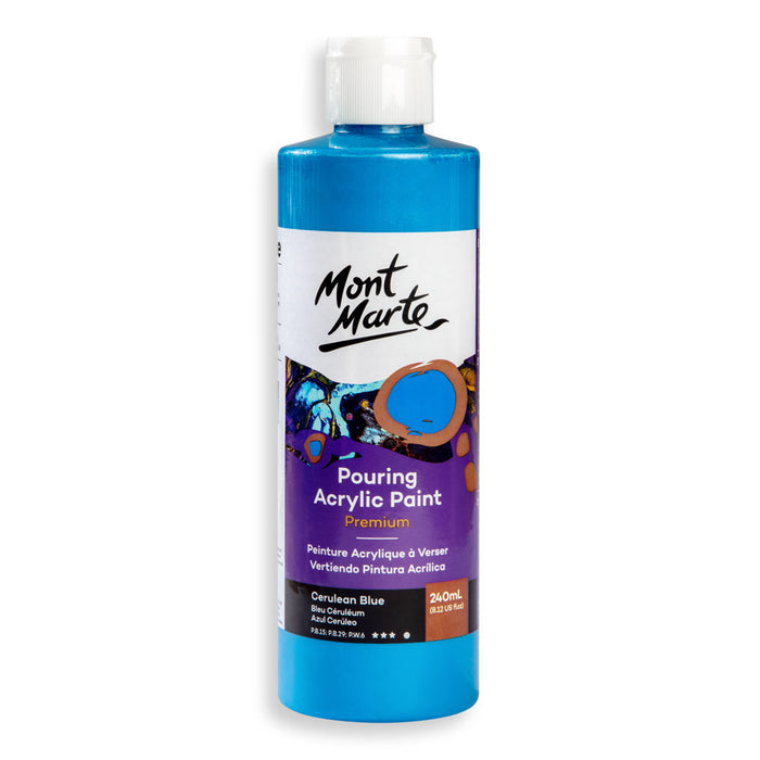 Pouring Acrylic Paint Premium 240ml (8.12 US fl.oz) - Cerulean Blue