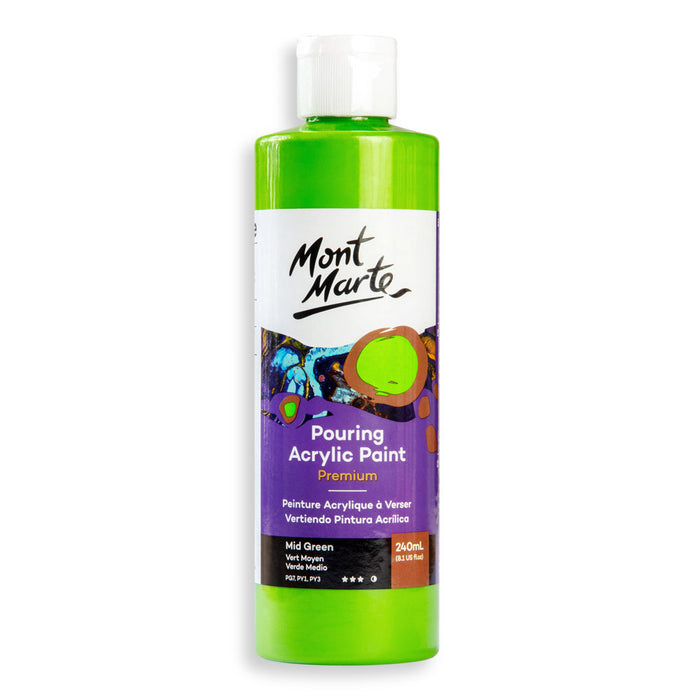 Pouring Acrylic Paint Premium 240ml (8.12 US fl.oz) - Mid Green