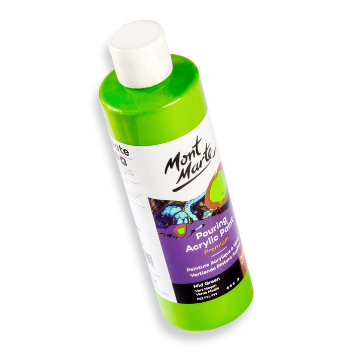 Pouring Acrylic Paint Premium 240ml (8.12 US fl.oz) - Mid Green