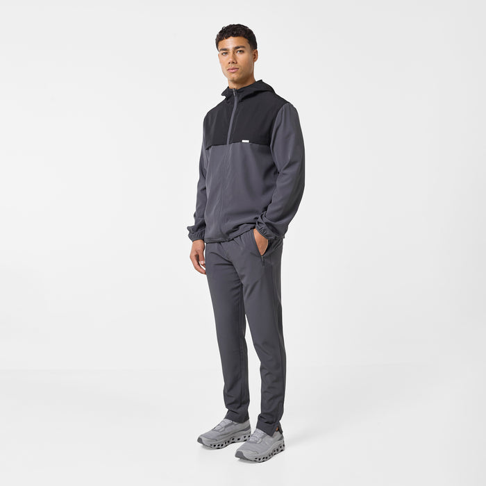 Men's Premium Performance Tracksuit in charcoal and black – front view