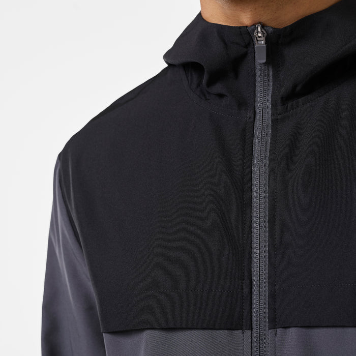 Men's Premium Performance Jacket in charcoal and black – zip detail