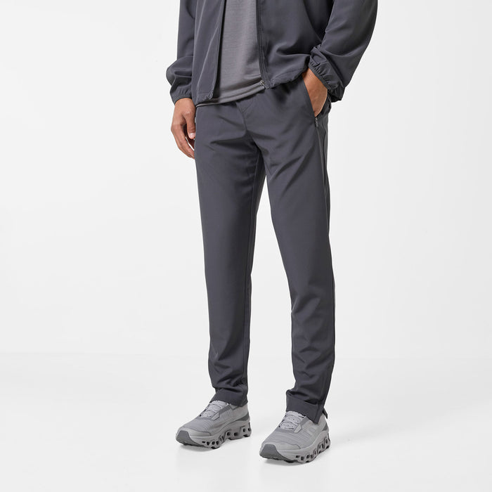 Men's Premium Performance Pants in charcoal – front view with zipped side pockets