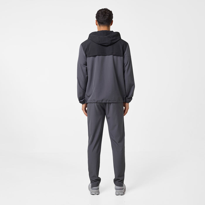 Men's Premium Performance Tracksuit in charcoal and black – full back view