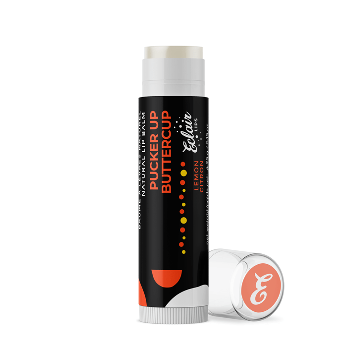 Pucker Up Buttercup lip balm with lemon flavor