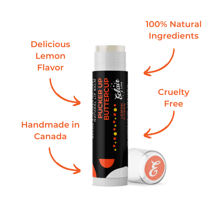 Eclair Pucker Up Buttercup Lemon Citron lip balm, handmade in Canada,...