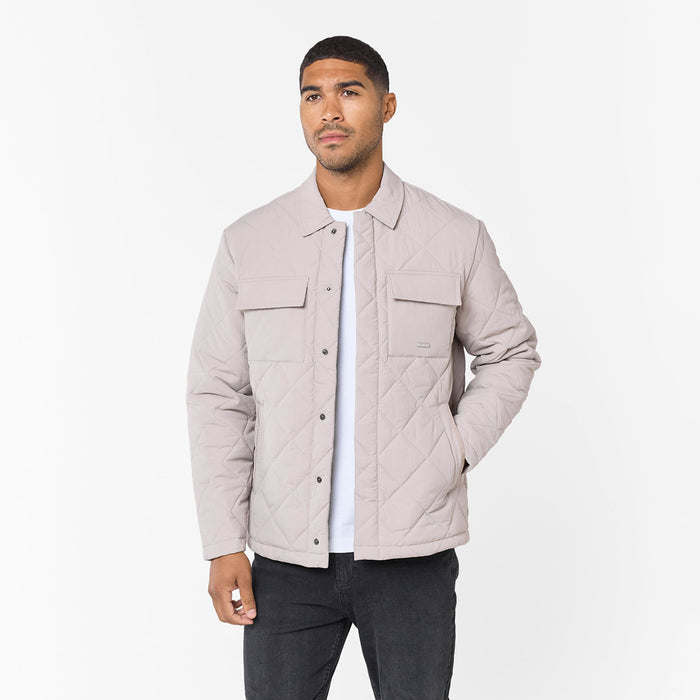 Quilted Overshirt Jacket | Stone