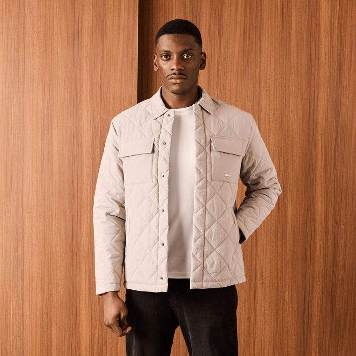 Quilted Overshirt Jacket | Stone