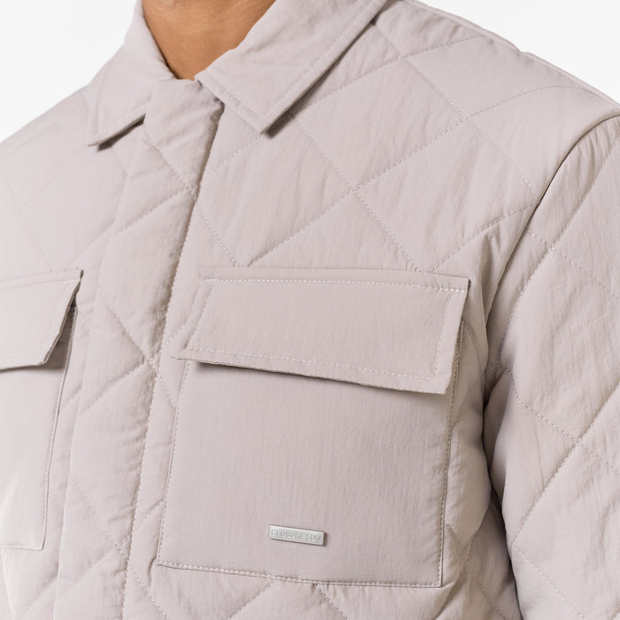 Quilted Overshirt Jacket | Stone