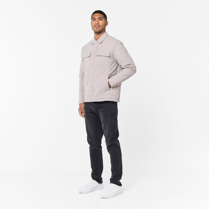 Quilted Overshirt Jacket | Stone