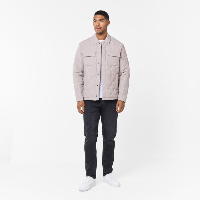Quilted Overshirt Jacket | Stone