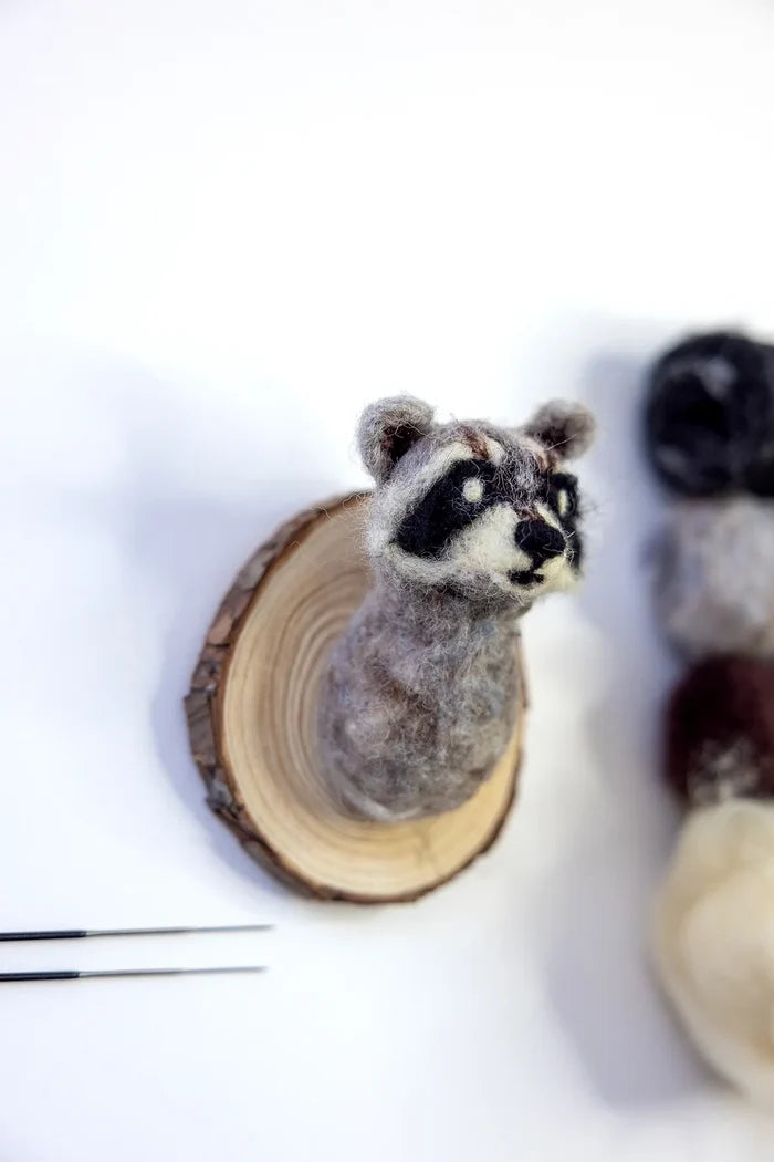 Racoon Felted Taxidermy - Needle Felting Kit