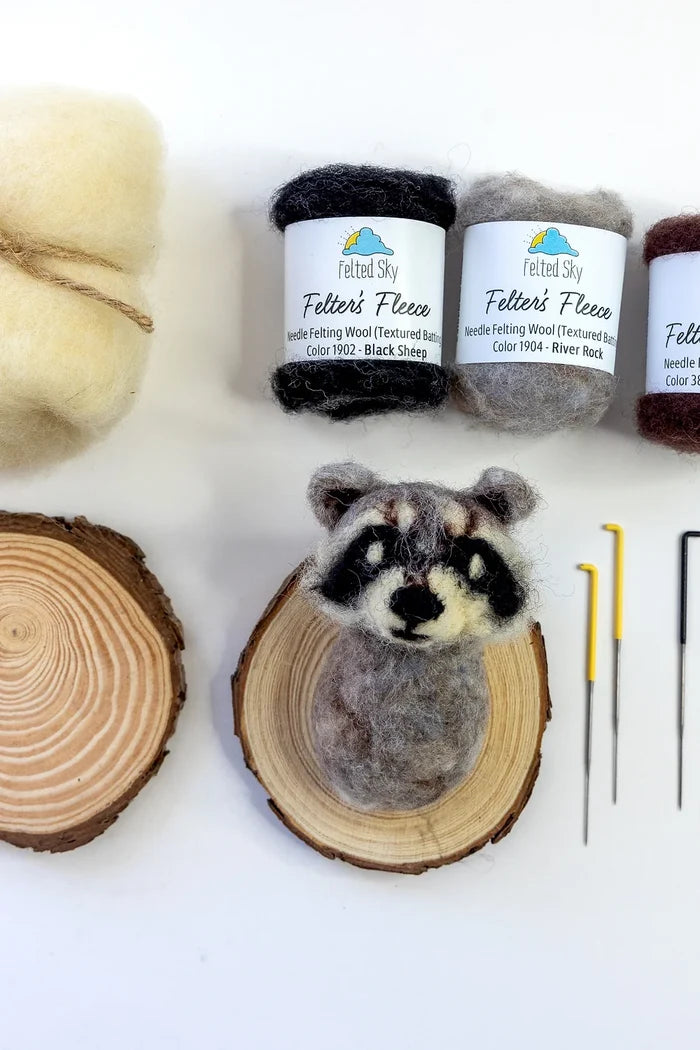 Racoon Felted Taxidermy - Needle Felting Kit