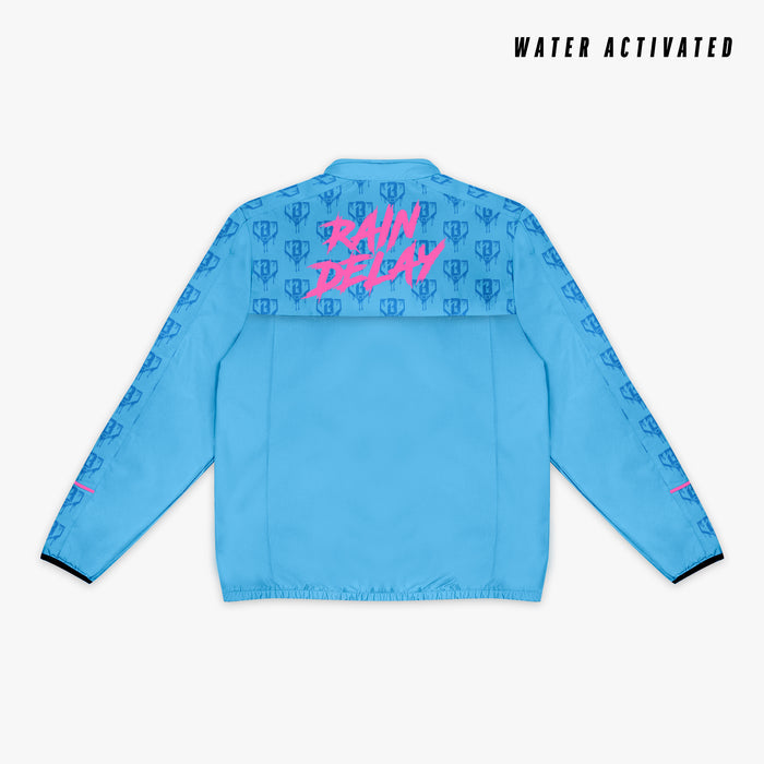 Blue Rain Delay Jacket Cotton Candy Blue youth jacket — back view