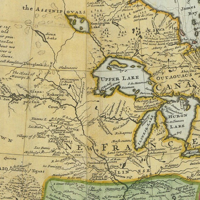 Rare Early Map of North America by Moll, 1733: California Island, Trade Routes, Ports