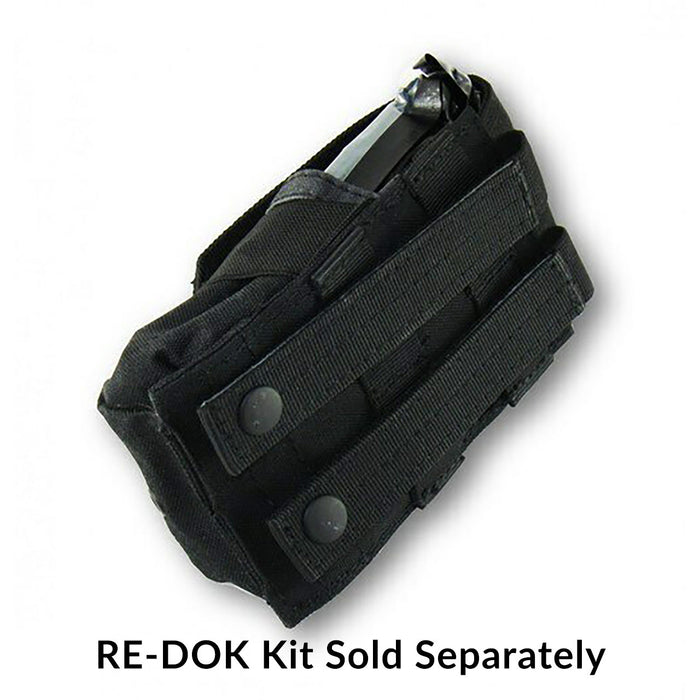 RE-DOK kit in M14 Single Mag Pouch, black, back with MOLLE straps
