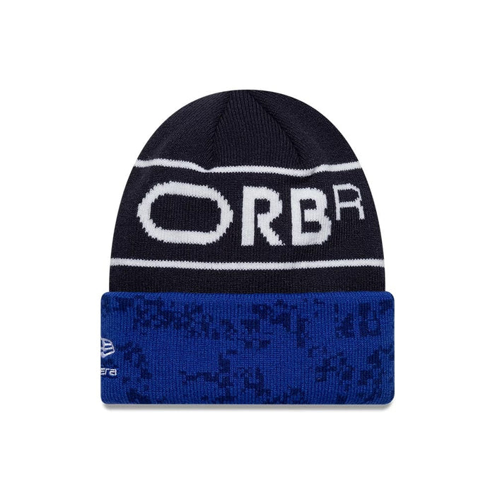 Pictured is this Youth Team Red Bull Racing Cuff Knit Beanie hat in dark blue. 2