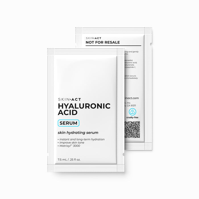 Two packages of Skin Act Hyaluronic Acid Serum on a white background