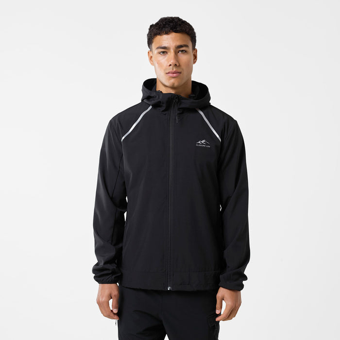 Men's  Black Reflective Core Windbreaker  Closure London  Front View