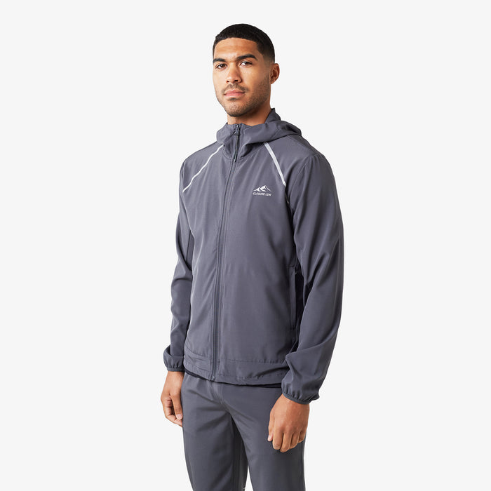 Men's  Charcoal Reflective Core Windbreaker  Closure London  Front View