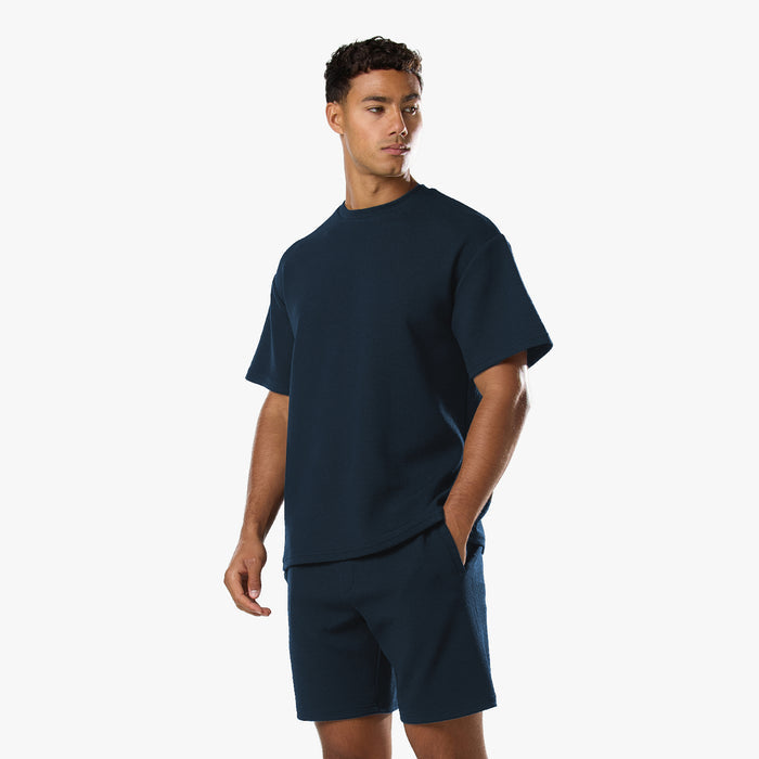 Relaxed Crinkle Twinset | Navy