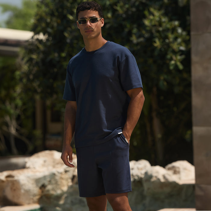 Relaxed Crinkle Twinset | Navy