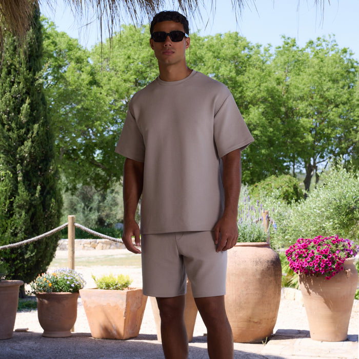 Relaxed Crinkle Twinset | Stone