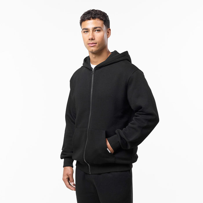 Men's black relaxed fit zip up hoody