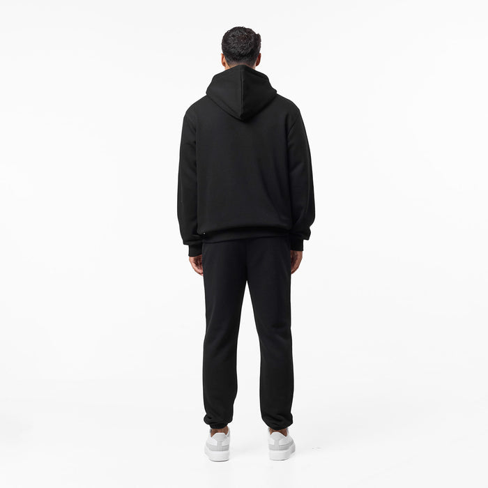 Full rear view of men's black relaxed fit tracksuit