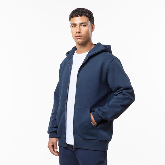 Zip up mens navy hoodie unzipped