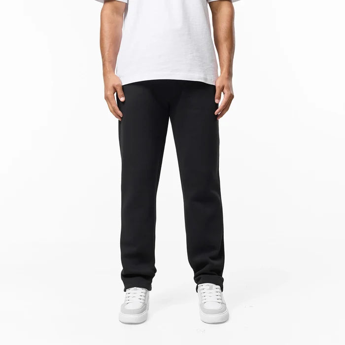 Black relaxed straight leg tracksuit bottoms