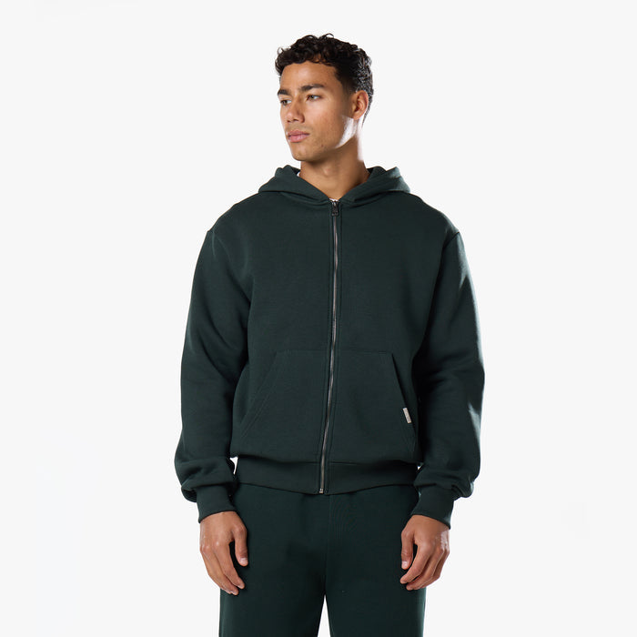 Relaxed Fit FZ Open Hem Tracksuit | Forest Green