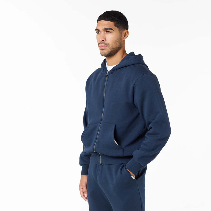 Full zip relaxed fit hoody in navy