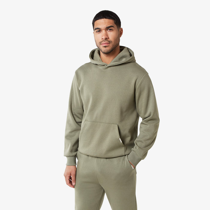 Men's  Olive Relaxed Fit Hoodie  Closure London  Front View
