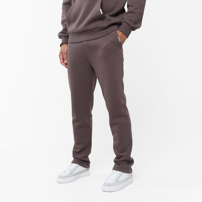 Men's  Dark Brown Relaxed Fit Open Hem Jogger  Closure London  Front View