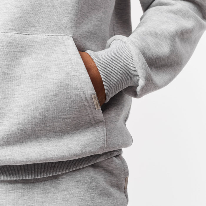 Grey Marl hoodie with ribbed cuff and kangaroo pocket