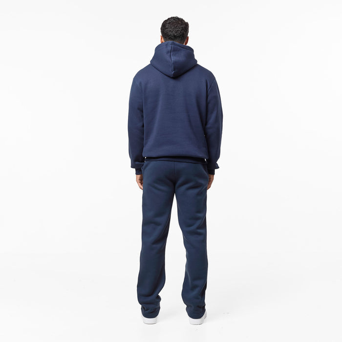 Full rear view of relaxed fit tracksuit in navy