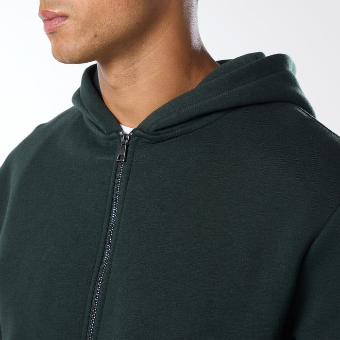 Relaxed Full Zip Hoodie | Forest Green