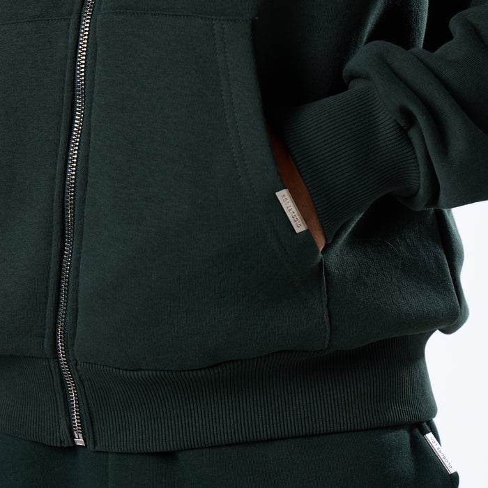 Relaxed Full Zip Hoodie | Forest Green