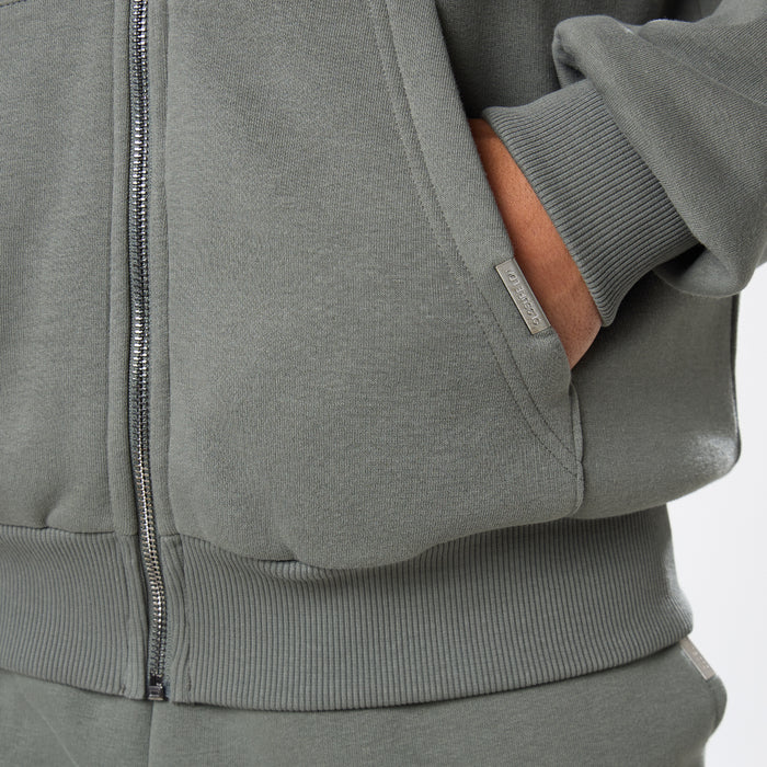 Relaxed Full Zip Hoodie | Khaki