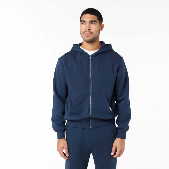 Relaxed Full Zip Hoodie | Navy