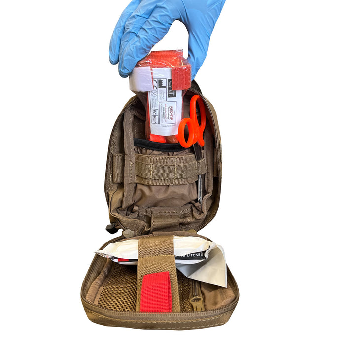 Gen 2 Rip-Away Compact IFAK Pouch, Open with supplies
