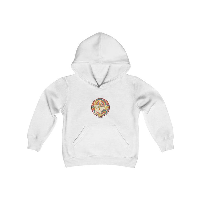 Retro White Kitty Heavy Blend Youth Hoodie - Billyforce Shop