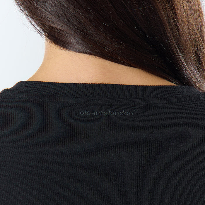 Ribbed Button Up Top | Black