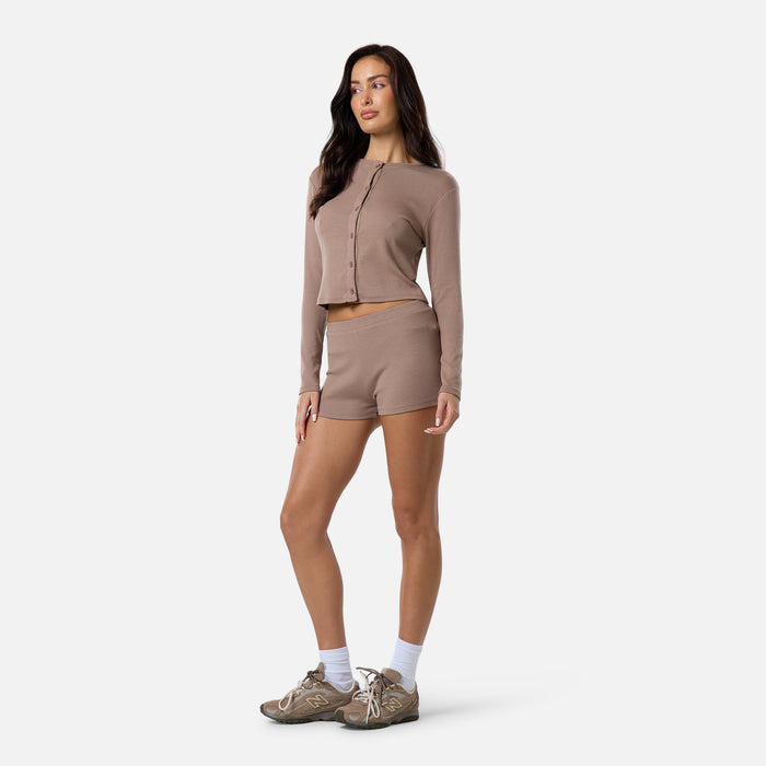 Ribbed Button Up Top | Mocha