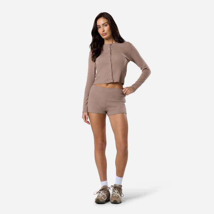 Ribbed Button Up Top | Mocha