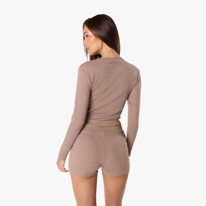 Ribbed Button Up Top | Mocha