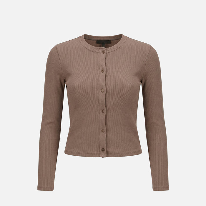 Ribbed Button Up Top | Mocha
