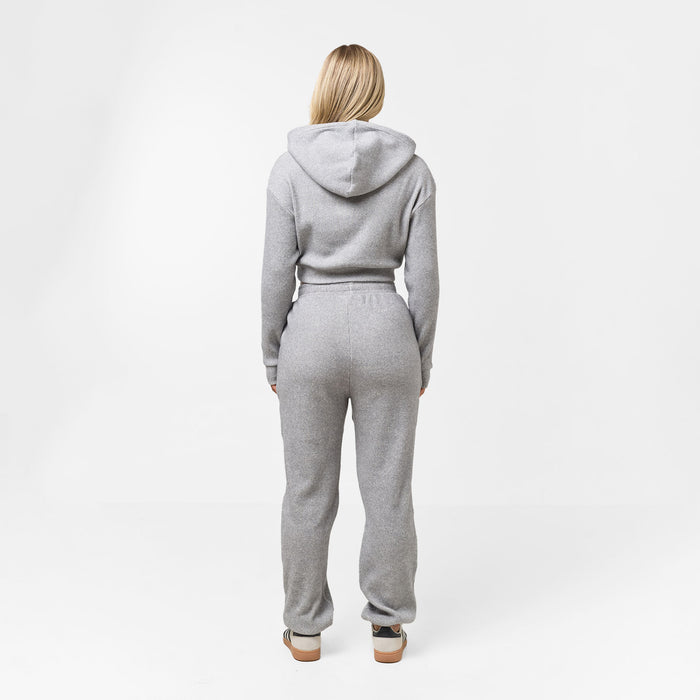 Ribbed Knitted Tracksuit | Grey Marl
