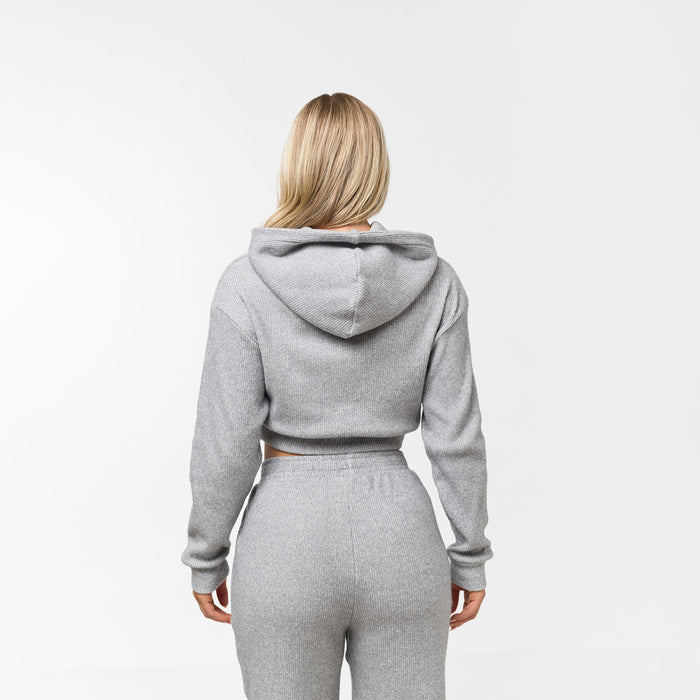 Ribbed Knitted Tracksuit | Grey Marl