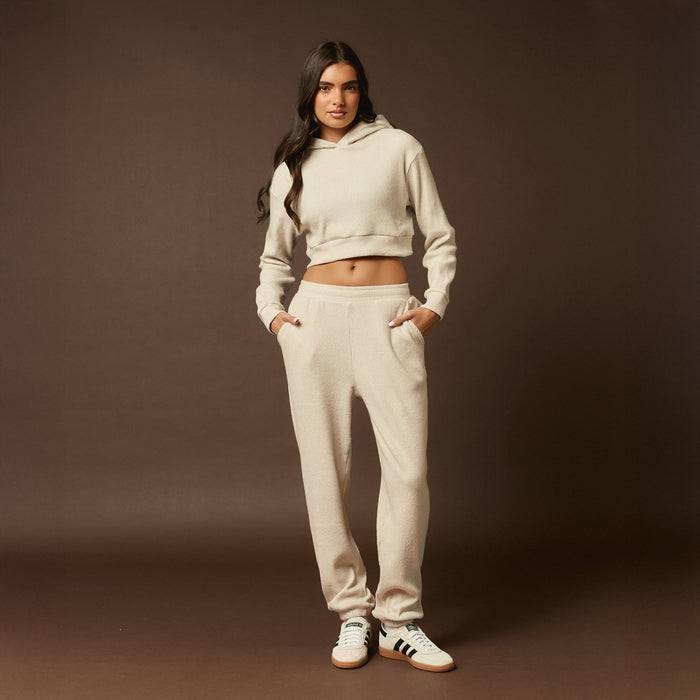 Ribbed Knitted Tracksuit | Oat
